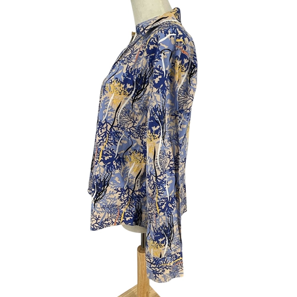 Acorn Womens Coral Reef Print Button Up Shirt XL Blue Multi Color Long Sleeve - Picture 3 of 8